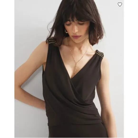 New! White House Black Market Shirred Shoulder Matte Jersey Jumpsuit, size XS‎ - Picture 3 of 14